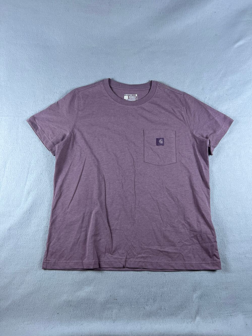Carhartt T-Shirt Youth L 12-14 Purple Crew Neck Relaxed Fit Pocket Workwear Tee
